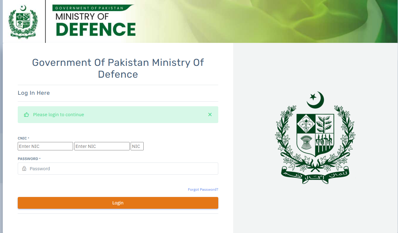 Ministry of Defence Jobs 2026 Login Page